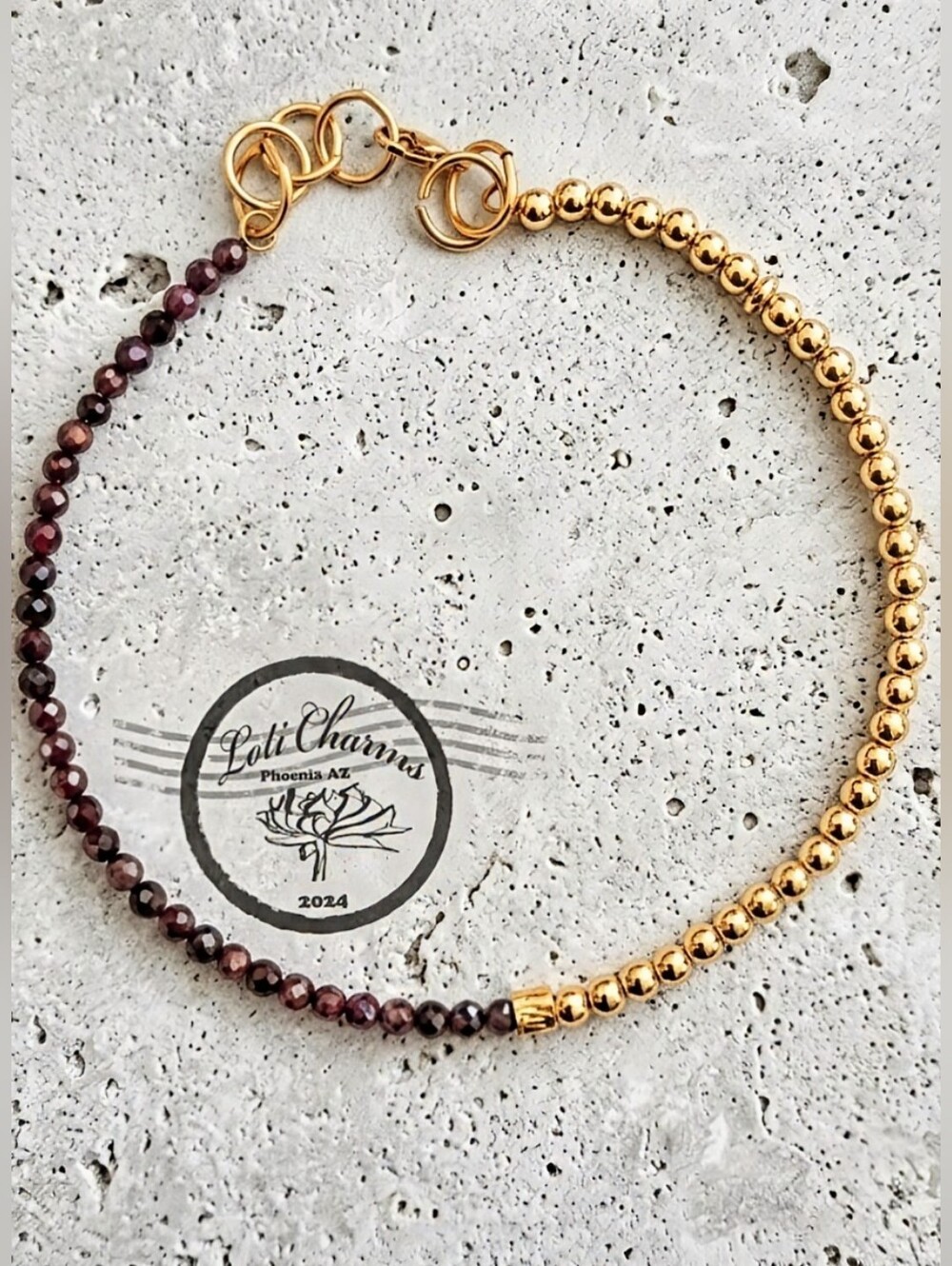 Natural Red And Pink Ruby In Assymetrical Gold Beaded Choker/Necklace